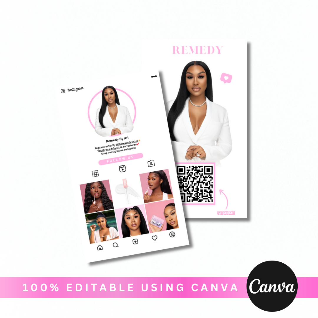 Instagram Business Card Template (front & back) - 100% Editable Canva Design